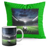 ZESTAW KUBEK + PODUSZKA ZIELONA - PIŁKA NOŻNA SPORT DRUŻYNA MECZ PUCHAR