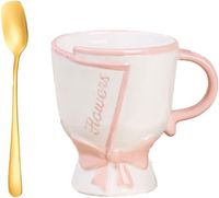 Kubek ceramiczny ręcznie malowany z łyżeczką