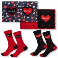 Kolorowe skarpetki w serca SOXO prezent na WALENTYNKI dla chłopaka r. 40-45