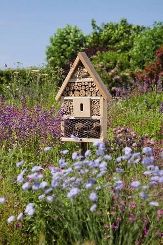 BUDKA LĘGOWA DOMEK HOTEL MOTYLI Z KORĄ + KLOCEK DLA OWADÓW TRAPEZ Z DREWNA na Arena.pl