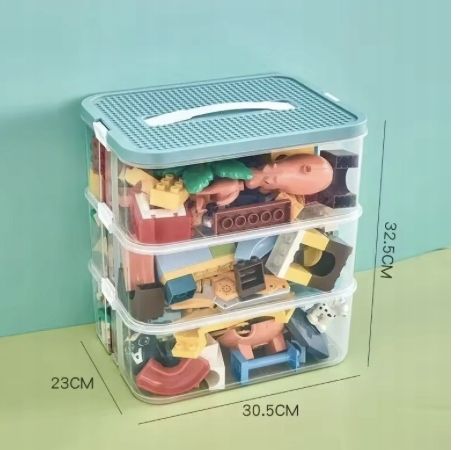 PUDEŁKO NA KLOCKI POJEMNIK NA LEGO PLASTIKOWE Z PRZEGRÓDKAMI 4 POZIOM dosmo na Arena.pl