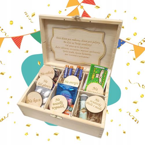 Niezbędnik Skrzynka PREZENT Urodziny BOX 18 30 40 80 pudełko urodzinowe na Arena.pl