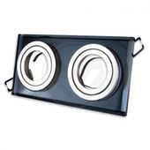 CZARNA OPRAWA HALOGENOWA DWUGŁOWICOWA IP20 SZKŁO ALUMINIUM LED