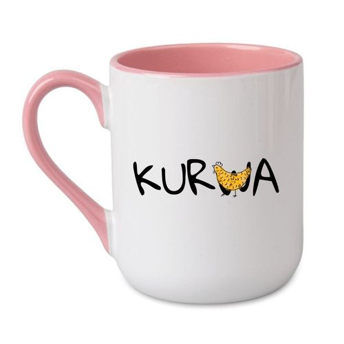 KUBEK "KUR(W)A" Wzór - Elegant Coffee Różowy 330 ml na Arena.pl