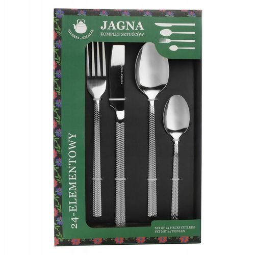 Komplet sztućców zestaw sztućców sztućce dla 6 OS JAGNA SREBRNE 24-elementy na Arena.pl