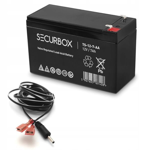 Akumulator Zasilanie 12V 7Ah 7000 mAh do Fotopułapki Kabel 3m 2.5 x 5.5mm zdjęcie 1