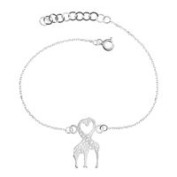 Bransoletka Celebrytka Żyrafa Serce Zwierzę 20 cm Srebro 925