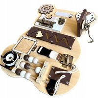 TABLICA SENSORYCZNA MONTESSORI DREWNIANA dla niemowląt lite drewno + metal