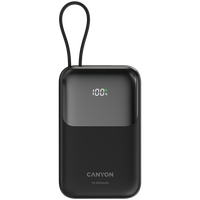CANYON Powerbank OnPower 101 z kablem 10000 mAh PD22.5W Czarny