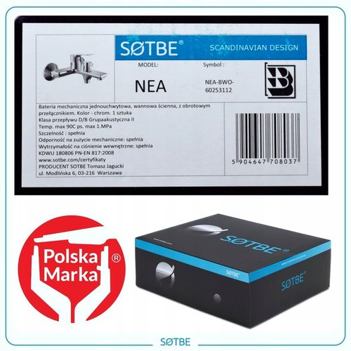 Wannowe baterie ścienne Kran do wanny ceramiczny przełącznik SOTBE NEA-BWO na Arena.pl