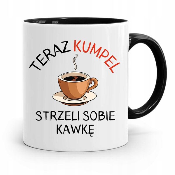 Kubek Czarny Dla Przyjaciela Strzeli Sobie Kawkę Z Nadrukiem Ze Zdjęciem zdjęcie 1