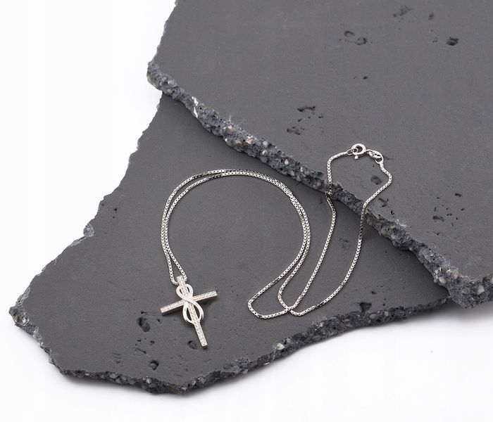 SREBRNY NASZYJNIK 925 KRZYŻ KRZYŻYK NIESKOŃCZONOŚĆ zdjęcie 9