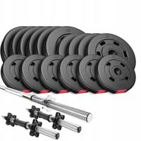 Zestaw obciążeń bitumicznych i gryfów do siłowni domowej hantle nakład 58kg