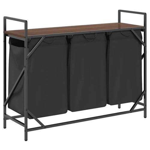 Kosz na pranie 3 przegrody z półką, brązowy dąb na Arena.pl