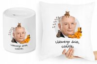 Jarosław Kaczyński Zestaw Poduszka + Skarbonka Z Nadrukiem Ze Zdjęciem