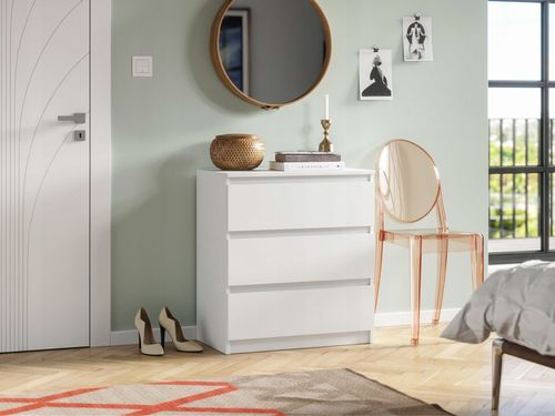 Komoda Do Sypialni Salonu Pari 3 Szuflady 70 x 40 x 77 CM Biały Mat na Arena.pl