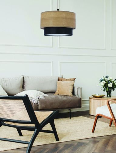 Ruben lampa wisząca czarny 1x60 E27 abażur orzechowy+czarny na Arena.pl