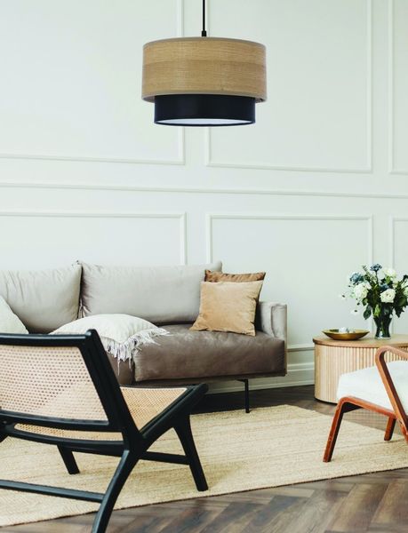 Ruben lampa wisząca czarny 1x60 E27 abażur orzechowy+czarny zdjęcie 2