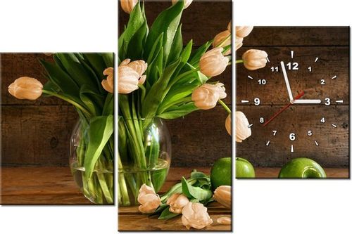 60CM 90 ZEGAR 3 ELEM RDZAWE TULIPANY ŚCIENNY na Arena.pl