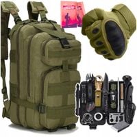 Zestaw Bojowy Wyjazdowy Obóz ASG Plecak Taktyczny Rękawice L