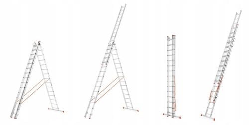 Drabina aluminiowa 3x15 HIGHER 150kg wielofunkcyjna PROFESJONALNA na Arena.pl