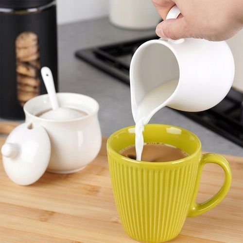 Zestaw CUKIERNICZKA MLECZNIK ŁYŻECZKA pojemnik na cukier mleko biała na Arena.pl