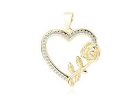 POZŁACANY SREBRNY WISIOREK SERCE RÓŻA CYRKONIE