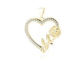 POZŁACANY SREBRNY WISIOREK SERCE RÓŻA CYRKONIE