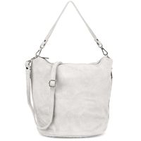 Skórzana Listonoszka Damska Zamszowa Na Ramię Włoska Torebka Vera Pelle Jasnoszara W17