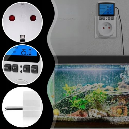 TERMOSTAT ELEKTRONICZNY REGULATOR TEMPERATURY GNIAZDO SIECI 230V max. na Arena.pl