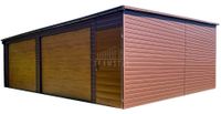 Garaż blaszany 8x6m - 2x brama segmentowa - drzwi - rynna TS1121