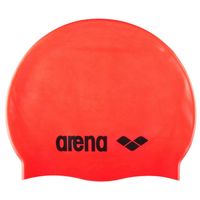 ARENA CZEPEK SILIKONOWY CLASSIC SILICONE FLUO RED BLACK BASEN TRENING