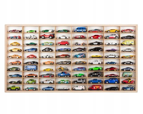 PÓŁKA NA HOT WHEELS 80 PRZEGRÓDEK - NA RESORAKI DREWNO - OD PRODUCENTA na Arena.pl