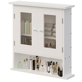 Szafka łazienkowa wisząca biała 2-drzwiowa szklana ścienna loft półki 58 cm