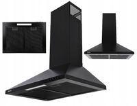 CZARNY POCHŁANIACZ OKAP KUCHENNY KOMINOWY ŚCIENNY MAAN MIX 50 CM FILTR LED