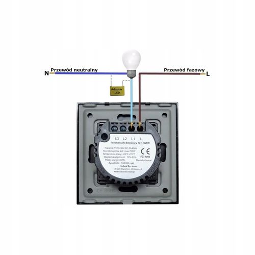 Wkład Moduł Włącznik Przełącznik Dotykowy Światła Pojedynczy LED fi60 na Arena.pl