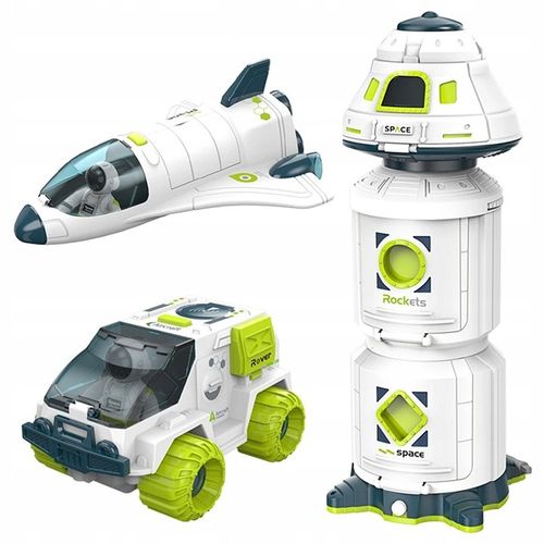 Zestaw Stacja Kosmiczna Wahadłowiec Łazik Figurki Astronautów dla dzieci 3+ na Arena.pl