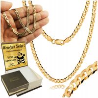 ZŁOTY ŁAŃCUSZEK MĘSKI PANCERKA PEŁNA DIAMENTOWANY SREBRO 925/585 GRAWER