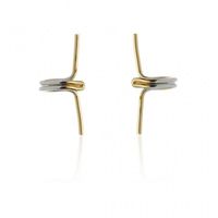 Nausznice podwójne ze stali szlachetnej złoto-srebrne proste platerowane złotem KST1716
