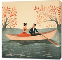 Obraz 90x90cm Romantyczna Eskapada po Rzece