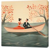Obraz 90x90cm Romantyczna Eskapada po Rzece