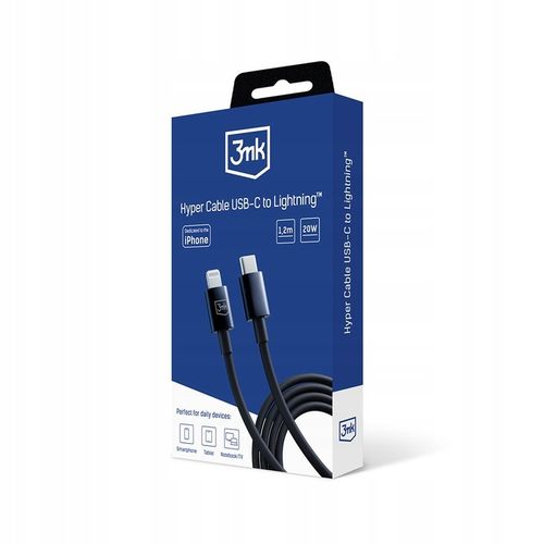Czarny Kabel USB-C to Lightning 20W 5A 1.2m - 3mk Hyper Cable Black na Arena.pl