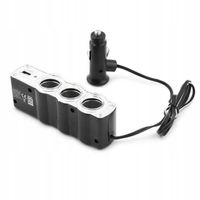 Rozgałęźnik adapter gniazda zapalniczki 12/24V 3 gniazda + port USB 5V