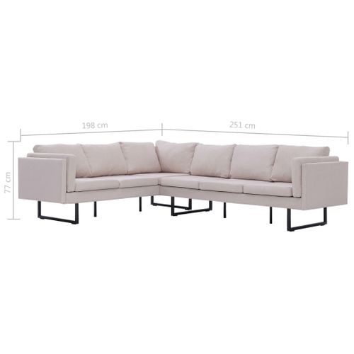 Sofa Narożna, Kremowa, Materiałowa na Arena.pl