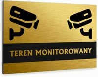 Tabliczka znak informacyjny 20x15 Złota TEREN MONITOROWANY Nierdzewna