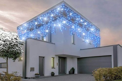 Kurtyna Świetlna LED 240 Sople Niebieskie Flash Zewnętrzna IP44 15,6 m na Arena.pl