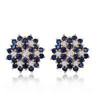 kolczyki złote z szafirami i brylantami