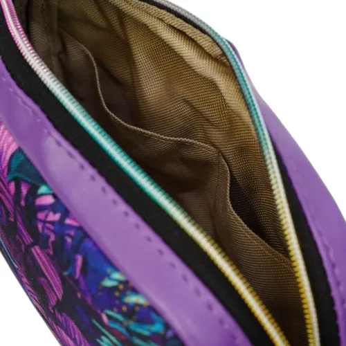 Mini Torebka Box z Ekoskóry z Motywem Tropikalnych Liści w Fioletowej Odsłonie na Arena.pl