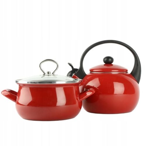 Garnek emaliowany czerwony HELENA 6,5L Gaz Indukcja Tradycyjny na Arena.pl