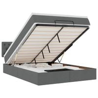 Łóżko otomana z materacem, ciemnoszare, 140x200 cm, tkanina